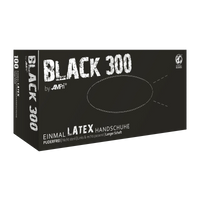 Latexhandschuhe mit Überlänge schwarz,  puderfrei, Black 300 Latex