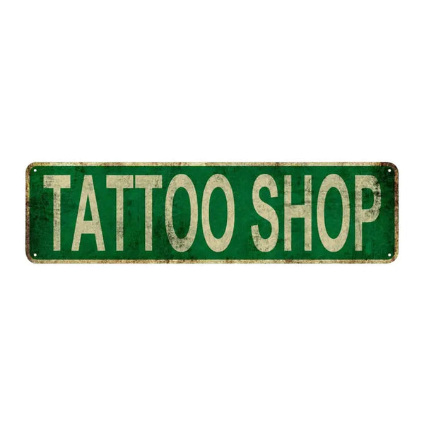 Tattoo Shop Metall Blechschild (15,75"x3,94"/40x10cm),