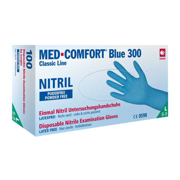 Med-Comfort blue 300 100er Box Einmalhandschuh Nitril ungepudert unsteril