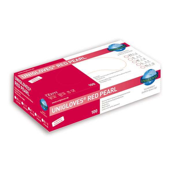 Unigloves Nitril Red Pearl-Handschuhe puderfrei rot 100er Box